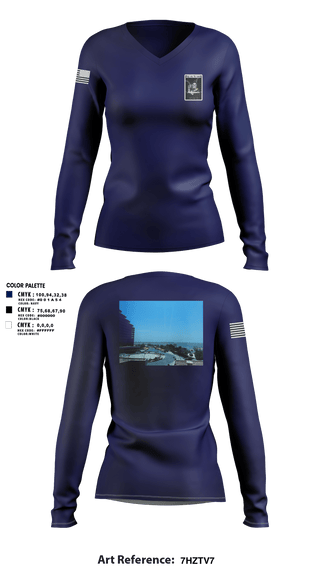 Women's Long Sleeve Vneck Shirt, VQ-1, Navy, Teamtime, Team time, sublimation, custom sports apparel, team uniforms, spirit wear, spiritwear, sports uniforms, custom shirts, team store, custom team store, fundraiser sports, apparel fundraiser