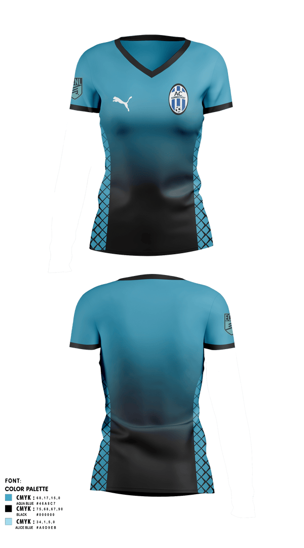 Women's Short Sleeve Vneck Shirt, Ac Connecticut, Men's Soccer, Teamtime, Team time, sublimation, custom sports apparel, team uniforms, spirit wear, spiritwear, sports uniforms, custom shirts, team store, custom team store, fundraiser sports, apparel fundraiser
