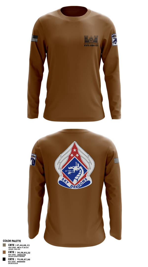 Long Sleeve Performance Shirt, XVIII ABN G2, Army, Teamtime, Team time, sublimation, custom sports apparel, team uniforms, spirit wear, spiritwear, sports uniforms, custom shirts, team store, custom team store, fundraiser sports, apparel fundraiser