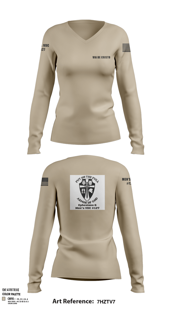 Women's Long Sleeve Vneck Shirt, Service AideService AideVia De Cristo, , Teamtime, Team time, sublimation, custom sports apparel, team uniforms, spirit wear, spiritwear, sports uniforms, custom shirts, team store, custom team store, fundraiser sports, apparel fundraiser