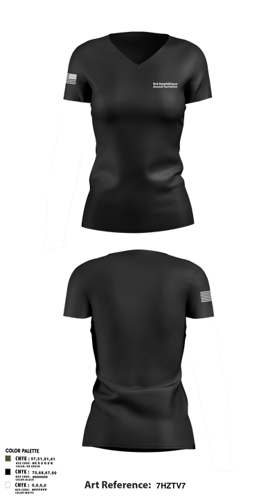 3rd Amphibious Assault battalion 14065606 Women's Short Sleeve V-neck Shirt - 3