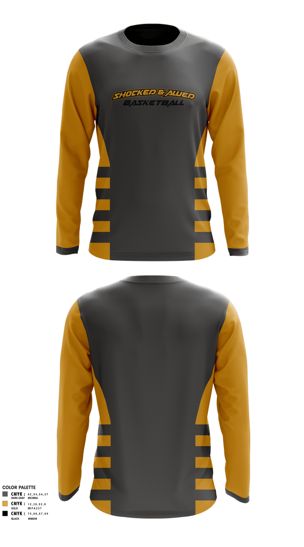 Long Sleeve Performance Shirt, Shocked & Awed, Men's Basketball, Teamtime, Team time, sublimation, custom sports apparel, team uniforms, spirit wear, spiritwear, sports uniforms, custom shirts, team store, custom team store, fundraiser sports, apparel fundraiser
