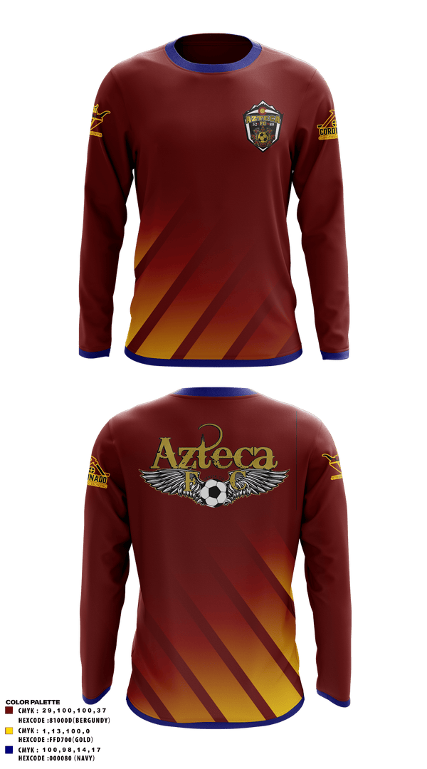 Long Sleeve Performance Shirt, Azteca, Men's Soccer, Teamtime, Team time, sublimation, custom sports apparel, team uniforms, spirit wear, spiritwear, sports uniforms, custom shirts, team store, custom team store, fundraiser sports, apparel fundraiser