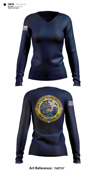 Women's Long Sleeve Vneck Shirt, Station New London, Coast Guard, Teamtime, Team time, sublimation, custom sports apparel, team uniforms, spirit wear, spiritwear, sports uniforms, custom shirts, team store, custom team store, fundraiser sports, apparel fundraiser