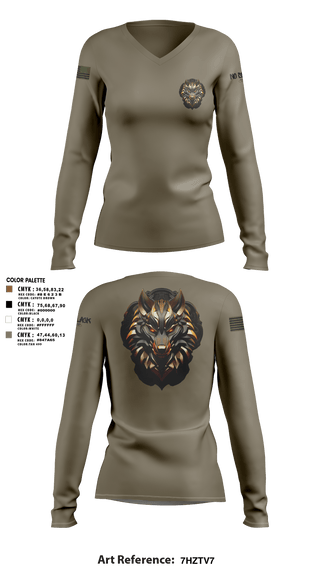Women's Long Sleeve Vneck Shirt, 501st BSBWolfpack, Army, Teamtime, Team time, sublimation, custom sports apparel, team uniforms, spirit wear, spiritwear, sports uniforms, custom shirts, team store, custom team store, fundraiser sports, apparel fundraiser