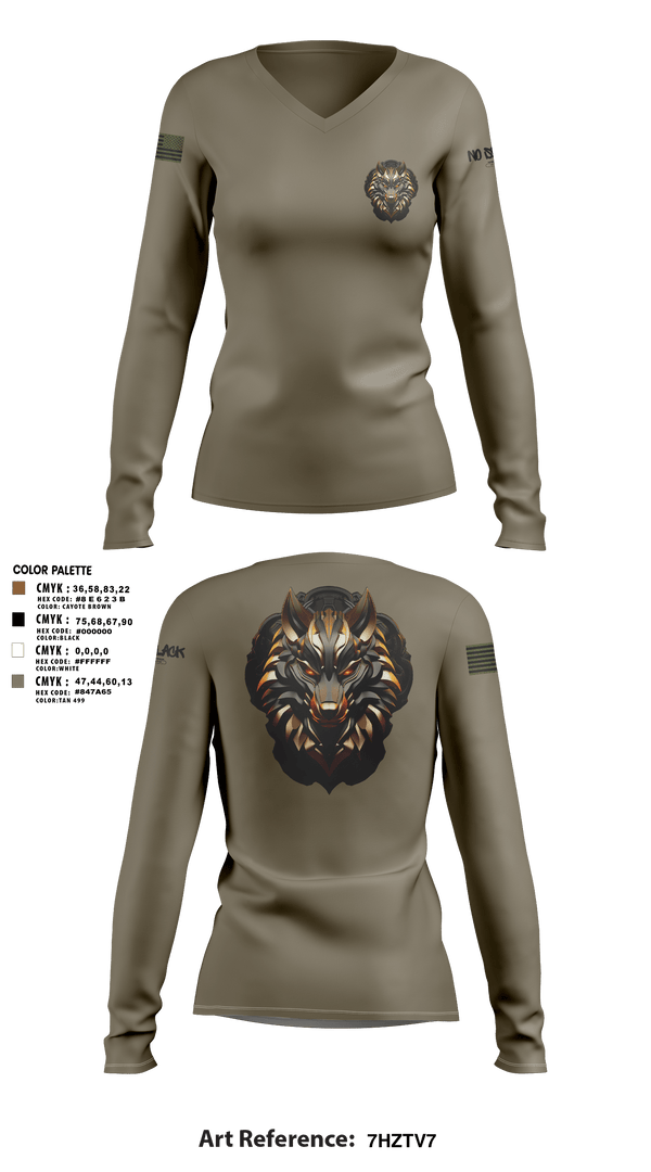 Women's Long Sleeve Vneck Shirt, 501st BSBWolfpack, Army, Teamtime, Team time, sublimation, custom sports apparel, team uniforms, spirit wear, spiritwear, sports uniforms, custom shirts, team store, custom team store, fundraiser sports, apparel fundraiser