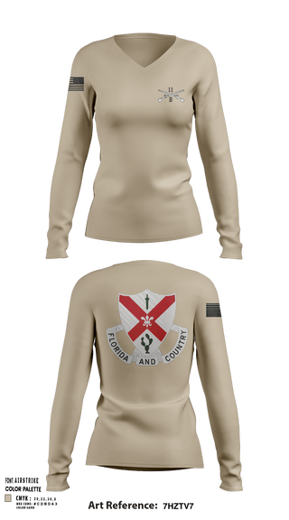 Women's Long Sleeve Vneck Shirt, C Co 1-124 Rifle Company, National Guard, Teamtime, Team time, sublimation, custom sports apparel, team uniforms, spirit wear, spiritwear, sports uniforms, custom shirts, team store, custom team store, fundraiser sports, apparel fundraiser