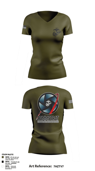 Women's Short Sleeve Vneck Shirt, MCRDPI COMMSTRAT, Marines, Teamtime, Team time, sublimation, custom sports apparel, team uniforms, spirit wear, spiritwear, sports uniforms, custom shirts, team store, custom team store, fundraiser sports, apparel fundraiser