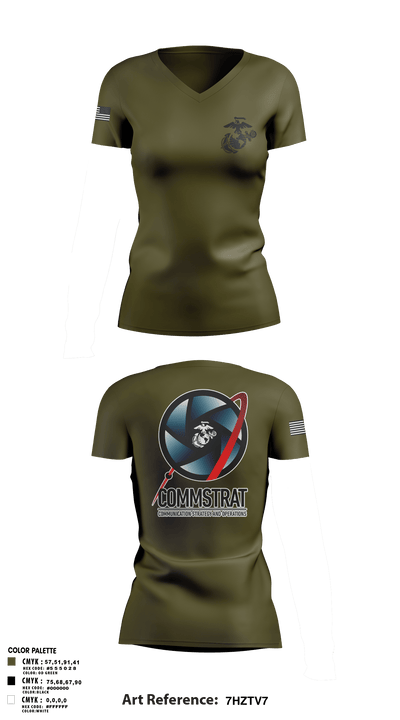 MCRDPI COMMSTRAT 84265949 Women's Short Sleeve V-neck Shirt - 4