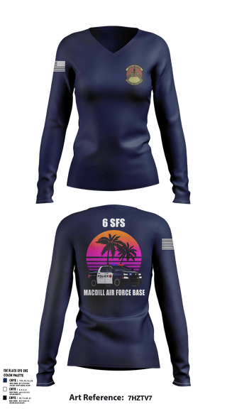 Women's Long Sleeve Vneck Shirt, 6th Security Forces Squadron, Air Force, Teamtime, Team time, sublimation, custom sports apparel, team uniforms, spirit wear, spiritwear, sports uniforms, custom shirts, team store, custom team store, fundraiser sports, apparel fundraiser