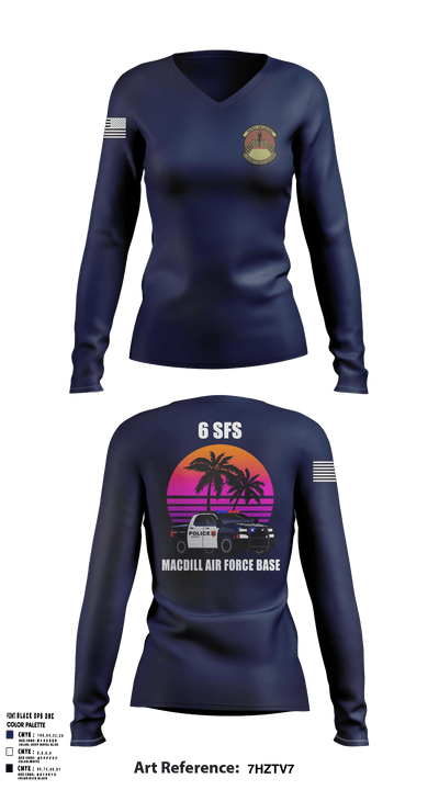 6th Security Forces Squadron 79689853 Women's Long Sleeve V-neck Shirt - 5