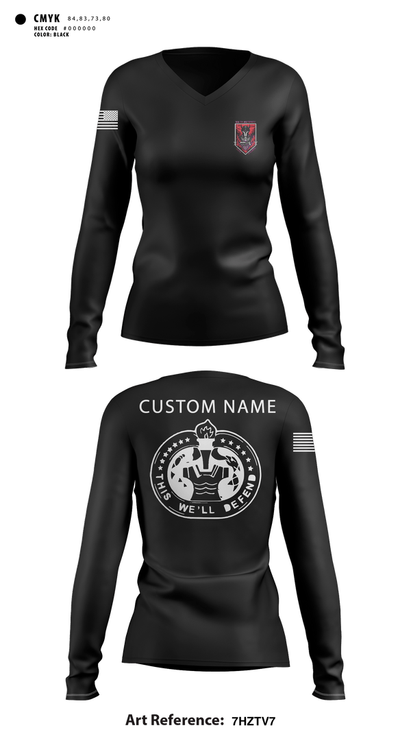 Women's Long Sleeve Vneck Shirt, D Co 2-13th AVN REGT, Army, Teamtime, Team time, sublimation, custom sports apparel, team uniforms, spirit wear, spiritwear, sports uniforms, custom shirts, team store, custom team store, fundraiser sports, apparel fundraiser