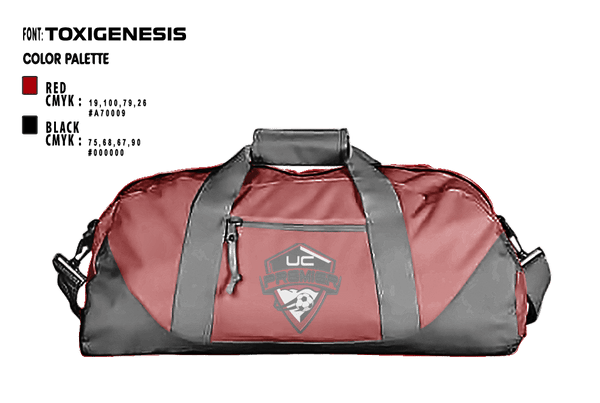 Duffle Bag, UC PREMIER, Men's Soccer, Teamtime, Team time, sublimation, custom sports apparel, team uniforms, spirit wear, spiritwear, sports uniforms, custom shirts, team store, custom team store, fundraiser sports, apparel fundraiser