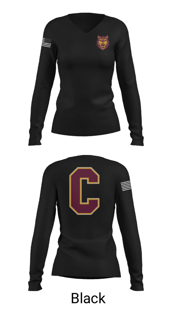 Women's Long Sleeve Vneck Shirt, Colonie Central High School Volleyball, Women's Volleyball, Teamtime, Team time, sublimation, custom sports apparel, team uniforms, spirit wear, spiritwear, sports uniforms, custom shirts, team store, custom team store, fundraiser sports, apparel fundraiser