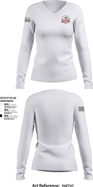 Women's Long Sleeve Vneck Shirt, California State Guard San Jose, National Guard, Teamtime, Team time, sublimation, custom sports apparel, team uniforms, spirit wear, spiritwear, sports uniforms, custom shirts, team store, custom team store, fundraiser sports, apparel fundraiser