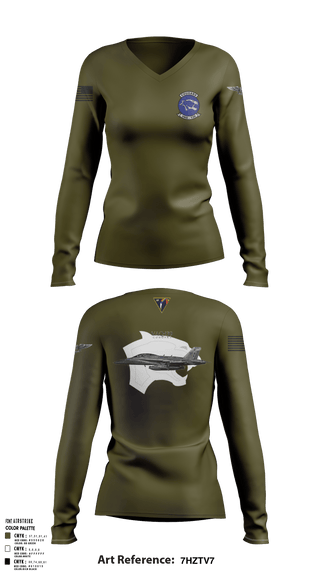 Women's Long Sleeve Vneck Shirt, VAQ-139 Cougars, Navy, Teamtime, Team time, sublimation, custom sports apparel, team uniforms, spirit wear, spiritwear, sports uniforms, custom shirts, team store, custom team store, fundraiser sports, apparel fundraiser