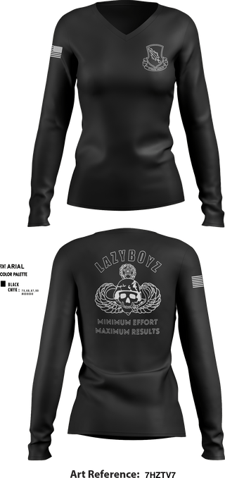Women's Long Sleeve Vneck Shirt, LAZY HELLDIVER, Army, Teamtime, Team time, sublimation, custom sports apparel, team uniforms, spirit wear, spiritwear, sports uniforms, custom shirts, team store, custom team store, fundraiser sports, apparel fundraiser