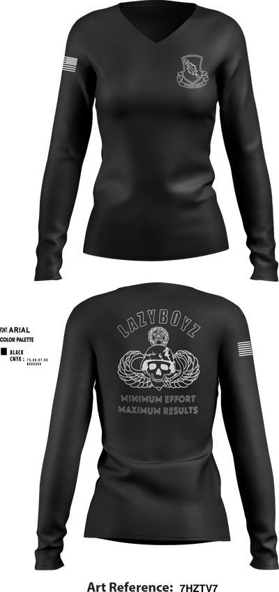 LAZY HELLDIVER 74477476 Women's Long Sleeve V-neck Shirt - 4
