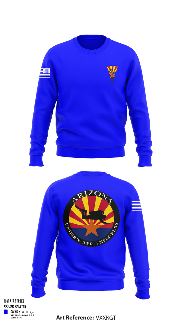 Crew Neck Sweatshirt, Arizona Underwater Explorers, Police, Teamtime, Team time, sublimation, custom sports apparel, team uniforms, spirit wear, spiritwear, sports uniforms, custom shirts, team store, custom team store, fundraiser sports, apparel fundraiser