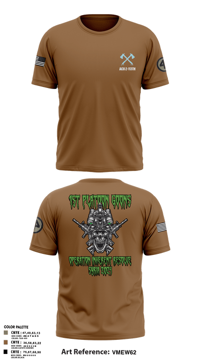 A-CO 2-113th Infantry 71985791 Old School Cotton Feel Shirt - 2