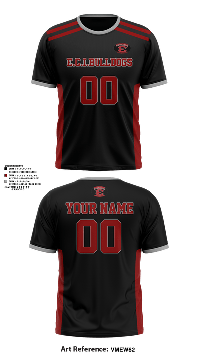 E.C.I.BULLDOGS 58430301 Short Sleeve Performance Shirt - 1