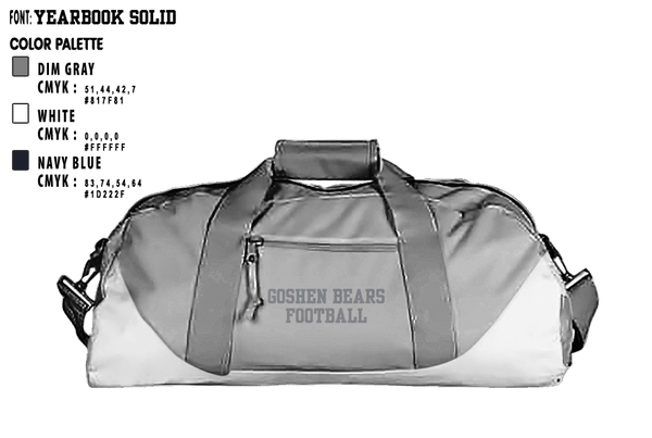 Duffle Bag, Goshen Bears, Football, Teamtime, Team time, sublimation, custom sports apparel, team uniforms, spirit wear, spiritwear, sports uniforms, custom shirts, team store, custom team store, fundraiser sports, apparel fundraiser