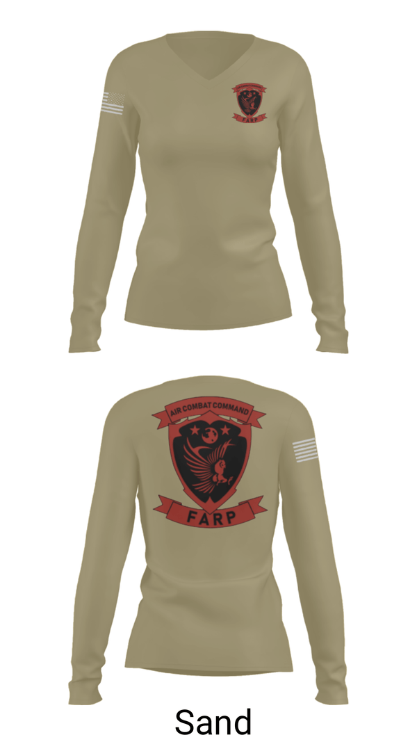 Women's Long Sleeve Vneck Shirt, FARP, Air Force, Teamtime, Team time, sublimation, custom sports apparel, team uniforms, spirit wear, spiritwear, sports uniforms, custom shirts, team store, custom team store, fundraiser sports, apparel fundraiser