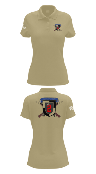 Women's Short Sleeve Performance Polo, 2nd Battalion, Army, Teamtime, Team time, sublimation, custom sports apparel, team uniforms, spirit wear, spiritwear, sports uniforms, custom shirts, team store, custom team store, fundraiser sports, apparel fundraiser
