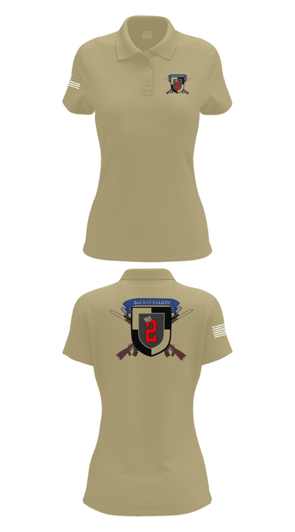 Women's Short Sleeve Performance Polo, 2nd Battalion, Army, Teamtime, Team time, sublimation, custom sports apparel, team uniforms, spirit wear, spiritwear, sports uniforms, custom shirts, team store, custom team store, fundraiser sports, apparel fundraiser