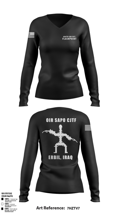 606th Qm Det 47278236 Women's Long Sleeve V-neck Shirt - 3
