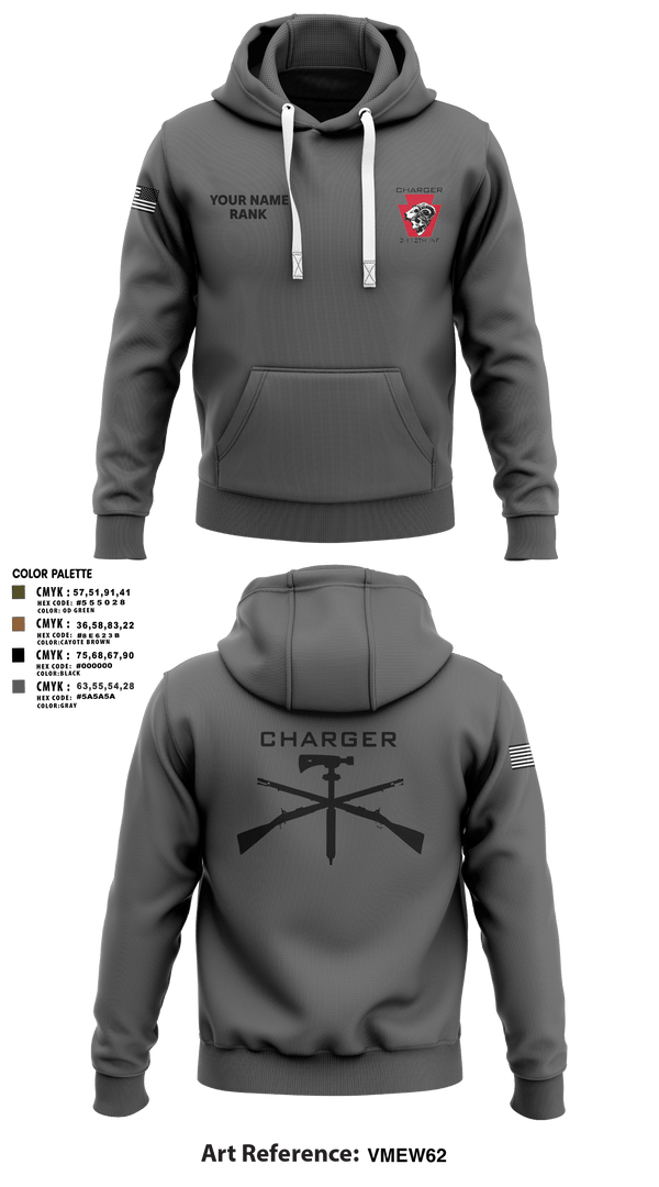 Hoodie, Charger Co. / 2-112th Infantry Battalion, National Guard, Teamtime, Team time, sublimation, custom sports apparel, team uniforms, spirit wear, spiritwear, sports uniforms, custom shirts, team store, custom team store, fundraiser sports, apparel fundraiser
