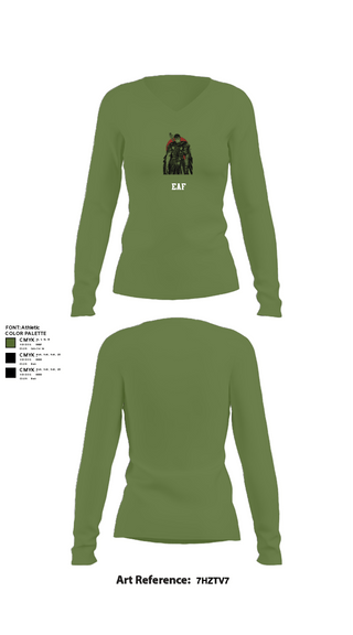 Women's Long Sleeve Vneck Shirt, EAF, Marines, Teamtime, Team time, sublimation, custom sports apparel, team uniforms, spirit wear, spiritwear, sports uniforms, custom shirts, team store, custom team store, fundraiser sports, apparel fundraiser