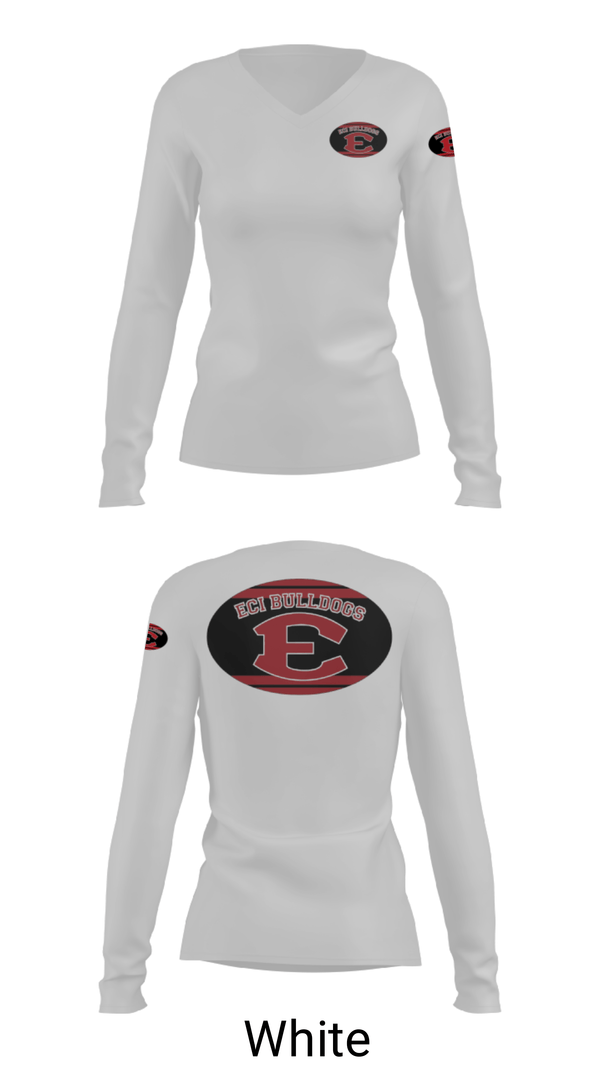 Women's Long Sleeve Vneck Shirt, E.C.I.BULLDOGS, Football, Teamtime, Team time, sublimation, custom sports apparel, team uniforms, spirit wear, spiritwear, sports uniforms, custom shirts, team store, custom team store, fundraiser sports, apparel fundraiser