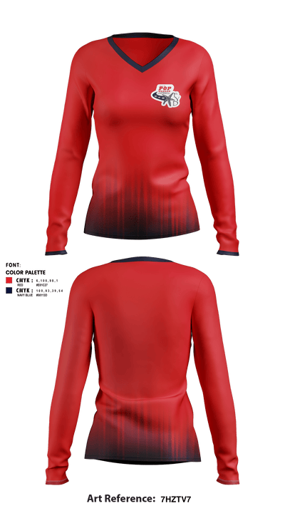 FYD Tampa Bay Pop Warner 49950340 Women's Long Sleeve V-neck Shirt - 1