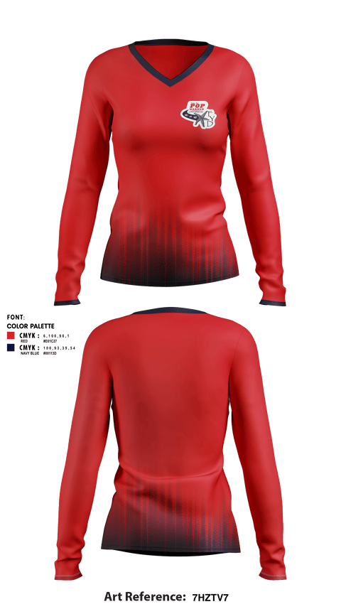 Women's Long Sleeve Vneck Shirt, FYD Tampa Bay Pop Warner, Football, Teamtime, Team time, sublimation, custom sports apparel, team uniforms, spirit wear, spiritwear, sports uniforms, custom shirts, team store, custom team store, fundraiser sports, apparel fundraiser