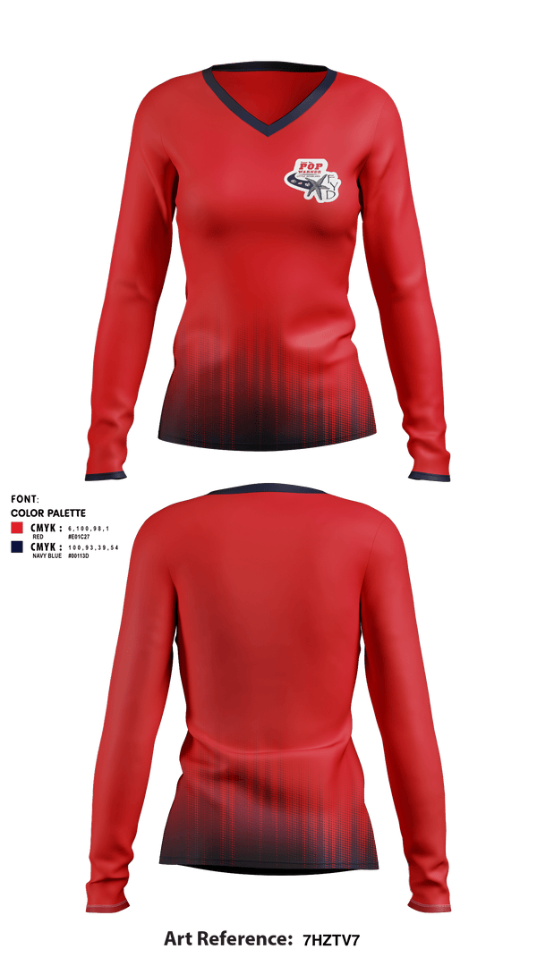 Women's Long Sleeve Vneck Shirt, FYD Tampa Bay Pop Warner, Football, Teamtime, Team time, sublimation, custom sports apparel, team uniforms, spirit wear, spiritwear, sports uniforms, custom shirts, team store, custom team store, fundraiser sports, apparel fundraiser