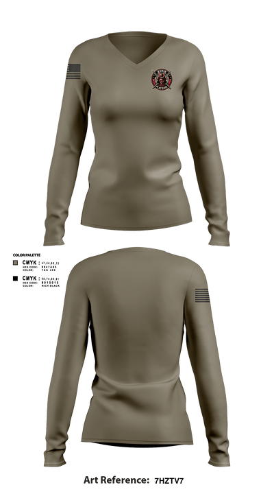 4/3 Cavalry Regiment 53713701 Women's Long Sleeve V-neck Shirt - 2
