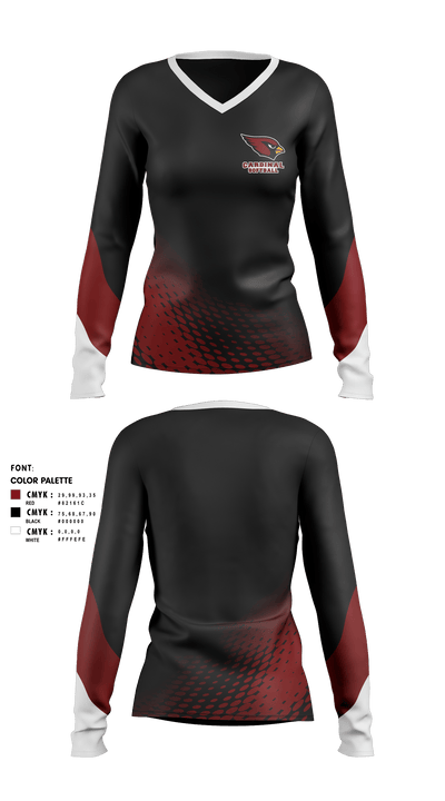 Cardinals Rocket Softball 57412364 Women's Long Sleeve V-neck Shirt - 3