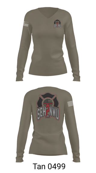 Women's Long Sleeve Vneck Shirt, SEHNWU, Fire Department, Teamtime, Team time, sublimation, custom sports apparel, team uniforms, spirit wear, spiritwear, sports uniforms, custom shirts, team store, custom team store, fundraiser sports, apparel fundraiser