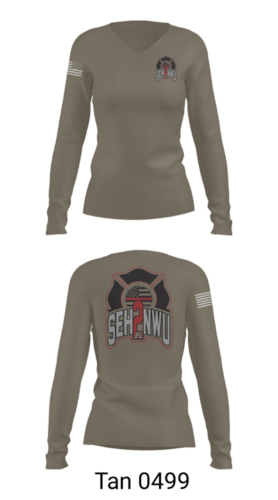 SEHNWU 1641965 Women's Long Sleeve V-neck Shirt - 77