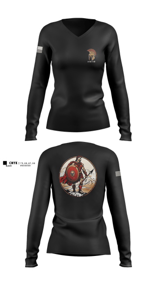 Women's Long Sleeve Vneck Shirt, A-CO 1-32, Army, Teamtime, Team time, sublimation, custom sports apparel, team uniforms, spirit wear, spiritwear, sports uniforms, custom shirts, team store, custom team store, fundraiser sports, apparel fundraiser