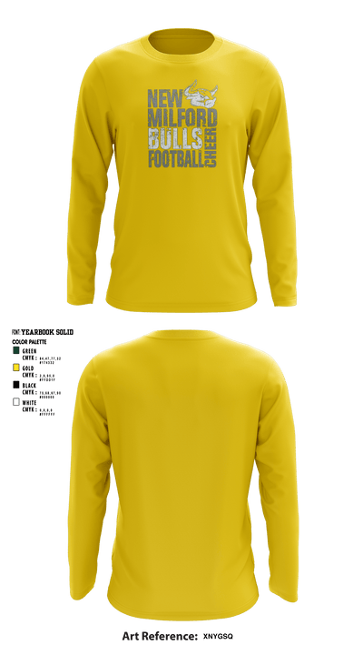 New Milford Bulls Football And Cheerleading 19489077 Long Sleeve Performance Shirt - 8