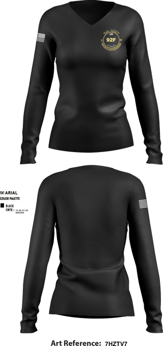 Women's Long Sleeve Vneck Shirt, 1-7 ADA D BATTERY, Army, Teamtime, Team time, sublimation, custom sports apparel, team uniforms, spirit wear, spiritwear, sports uniforms, custom shirts, team store, custom team store, fundraiser sports, apparel fundraiser