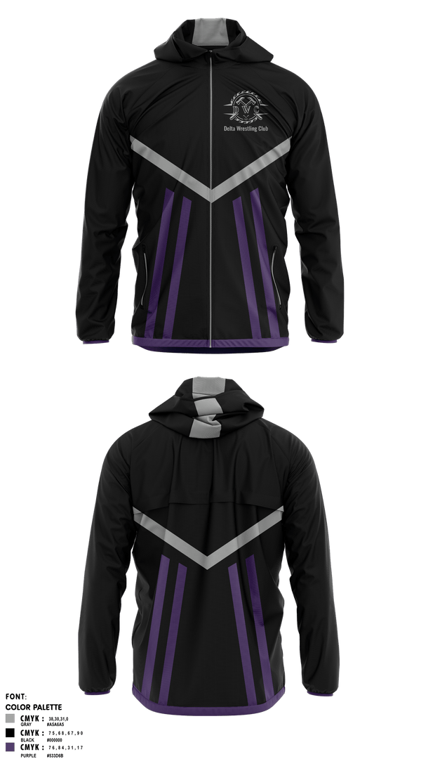 Windbreaker, Delta Wrestling Club, Wrestling, Teamtime, Team time, sublimation, custom sports apparel, team uniforms, spirit wear, spiritwear, sports uniforms, custom shirts, team store, custom team store, fundraiser sports, apparel fundraiser