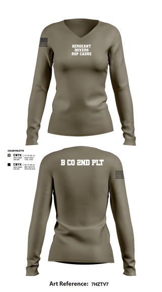 Women's Long Sleeve Vneck Shirt, B CO 2nd PLT, National Guard, Teamtime, Team time, sublimation, custom sports apparel, team uniforms, spirit wear, spiritwear, sports uniforms, custom shirts, team store, custom team store, fundraiser sports, apparel fundraiser
