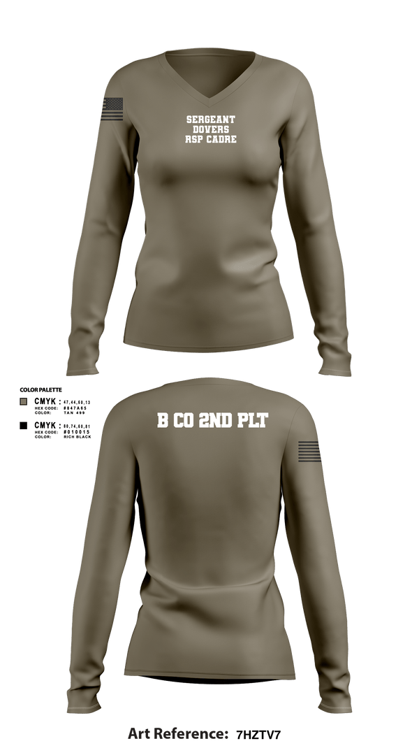 Women's Long Sleeve Vneck Shirt, B CO 2nd PLT, National Guard, Teamtime, Team time, sublimation, custom sports apparel, team uniforms, spirit wear, spiritwear, sports uniforms, custom shirts, team store, custom team store, fundraiser sports, apparel fundraiser