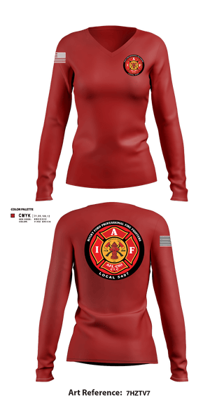 Women's Long Sleeve Vneck Shirt, Rocky Ford Professional Firefighters Local 5497, Fire Department, Teamtime, Team time, sublimation, custom sports apparel, team uniforms, spirit wear, spiritwear, sports uniforms, custom shirts, team store, custom team store, fundraiser sports, apparel fundraiser