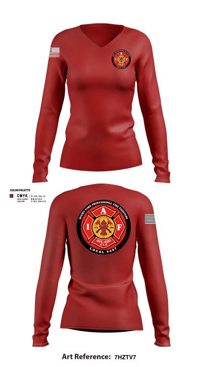 Rocky Ford Professional Firefighters Local 5497 65763835 Women's Long Sleeve V-neck Shirt - 101