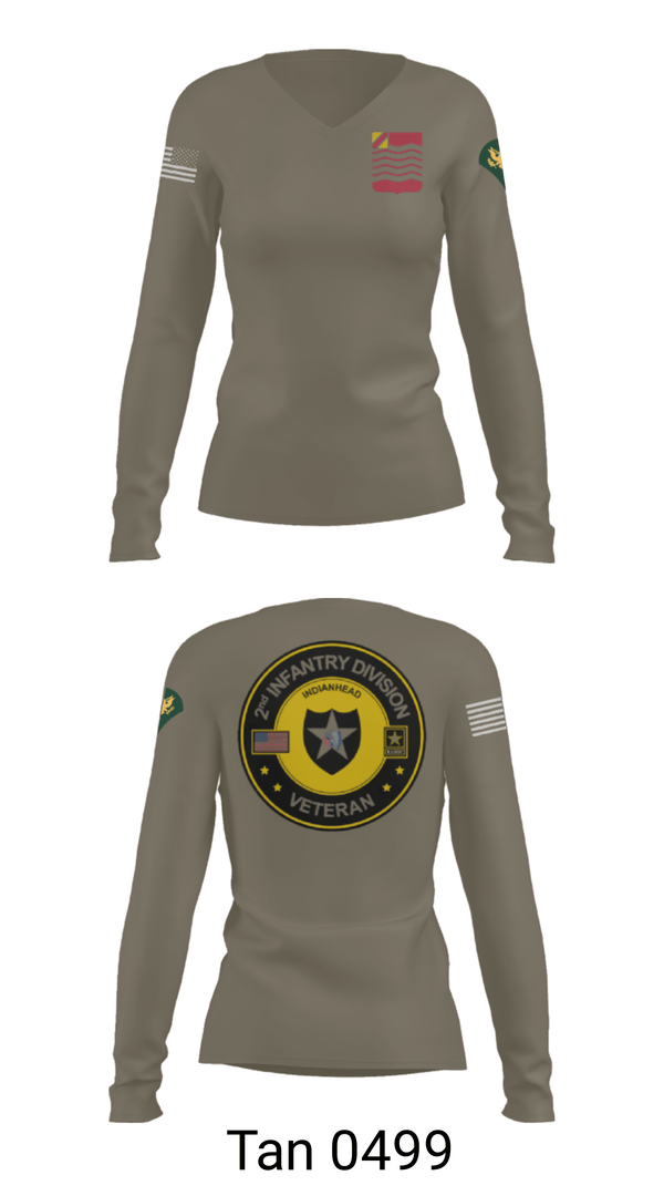 Women's Long Sleeve Vneck Shirt, 1st Battalion 15th Field Artillery, Army, Teamtime, Team time, sublimation, custom sports apparel, team uniforms, spirit wear, spiritwear, sports uniforms, custom shirts, team store, custom team store, fundraiser sports, apparel fundraiser