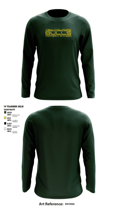 New Milford Bulls Football And Cheerleading 19489077 Long Sleeve Performance Shirt - 14